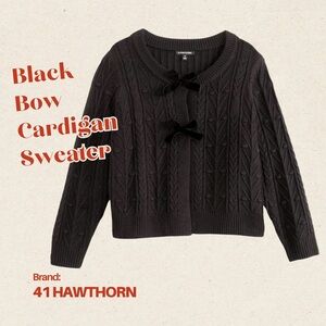 41 Hawthorn Elegant Black Cardigan with Bow